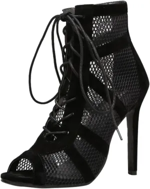 High Heels for Women Peep Toe Summer Booties Breathable Mesh Sandals Classic Gladiator Sandals Strappy Dress Shoes