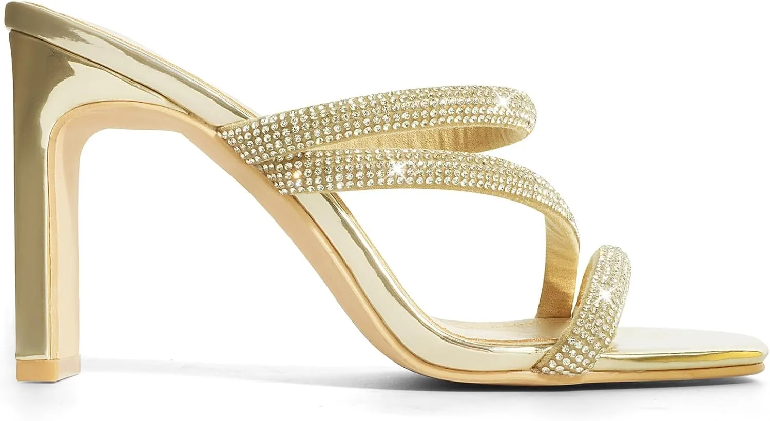 High Heels Sandals for Women Rhinestone Open Toe Slip On with Strappy Strap Dressy Sparkly Heel Bridal Shoes Comfy Sexy Cute