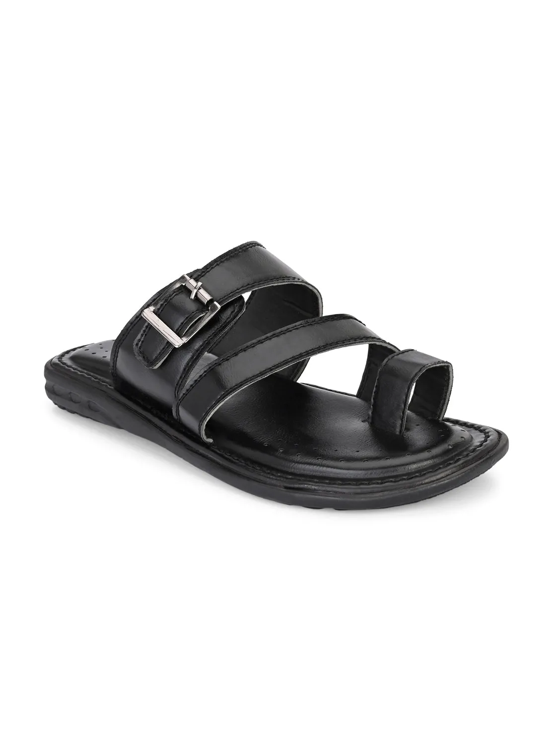 Hirolas® Men's Black Comfortable Office Slippers (HROMSL09BLK)