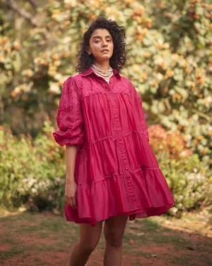 Hot pink chanderi airy dress