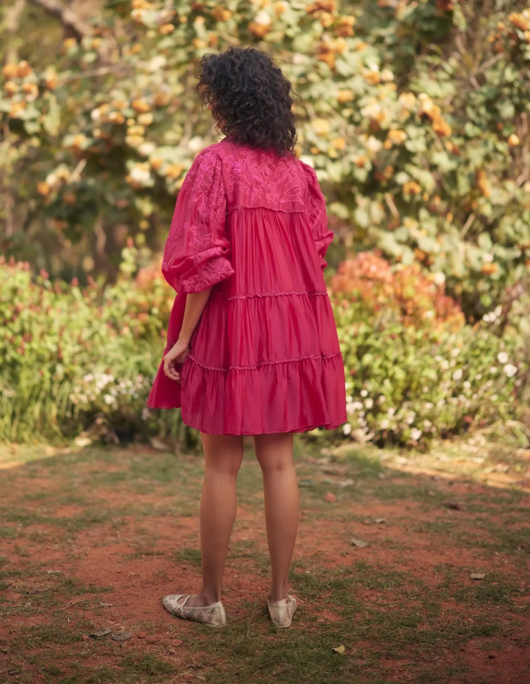 Hot pink chanderi airy dress