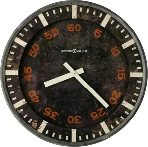 Howard Miller Old School Gallery Wall Clock, Classic Round Design Black Dial with Red Arabic Numerals Wall Mount, Battery Powered Quartz Movement Best for Home Decor & Office Decor Black Finish