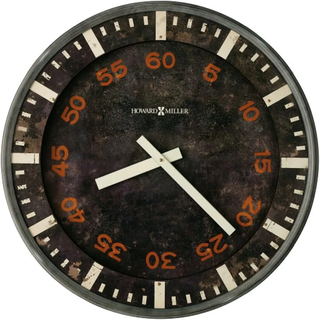 Howard Miller Old School Gallery Wall Clock, Classic Round Design Black Dial with Red Arabic Numerals Wall Mount, Battery Powered Quartz Movement Best for Home Decor & Office Decor Black Finish
