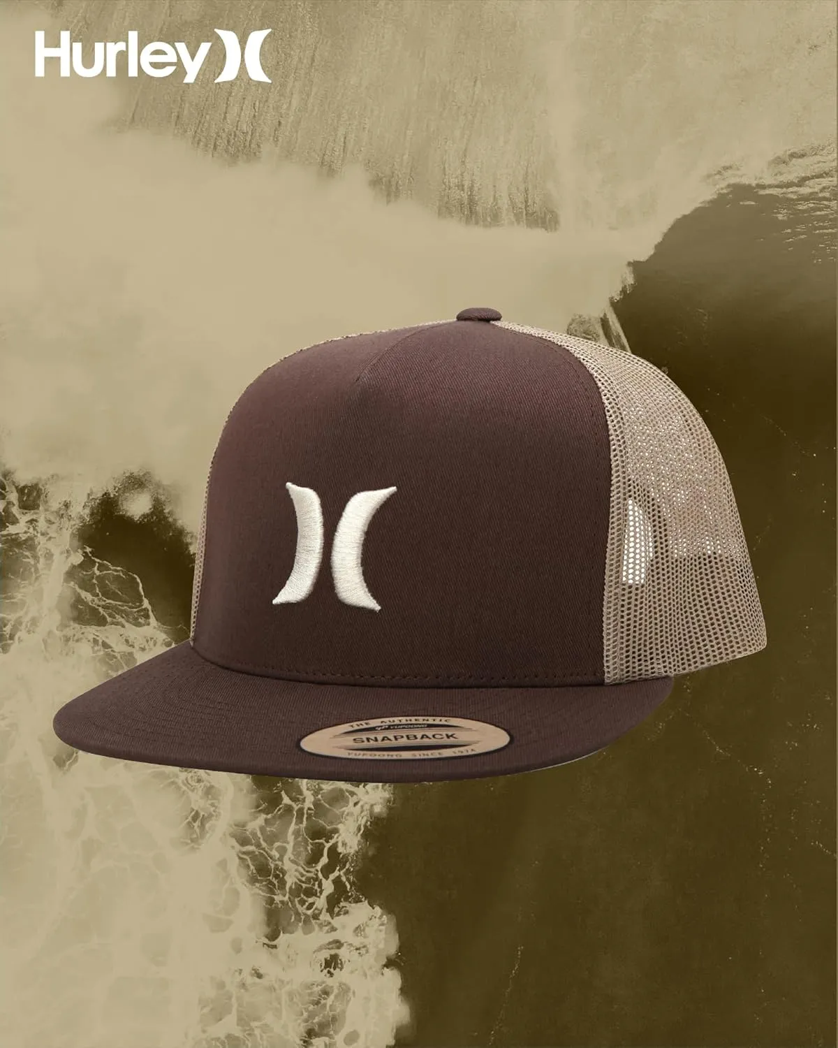 Hurley Men's Caps - Flat Brim Mesh Panel Baseball Cap Trucker Hat - Snap Back Hats for Men