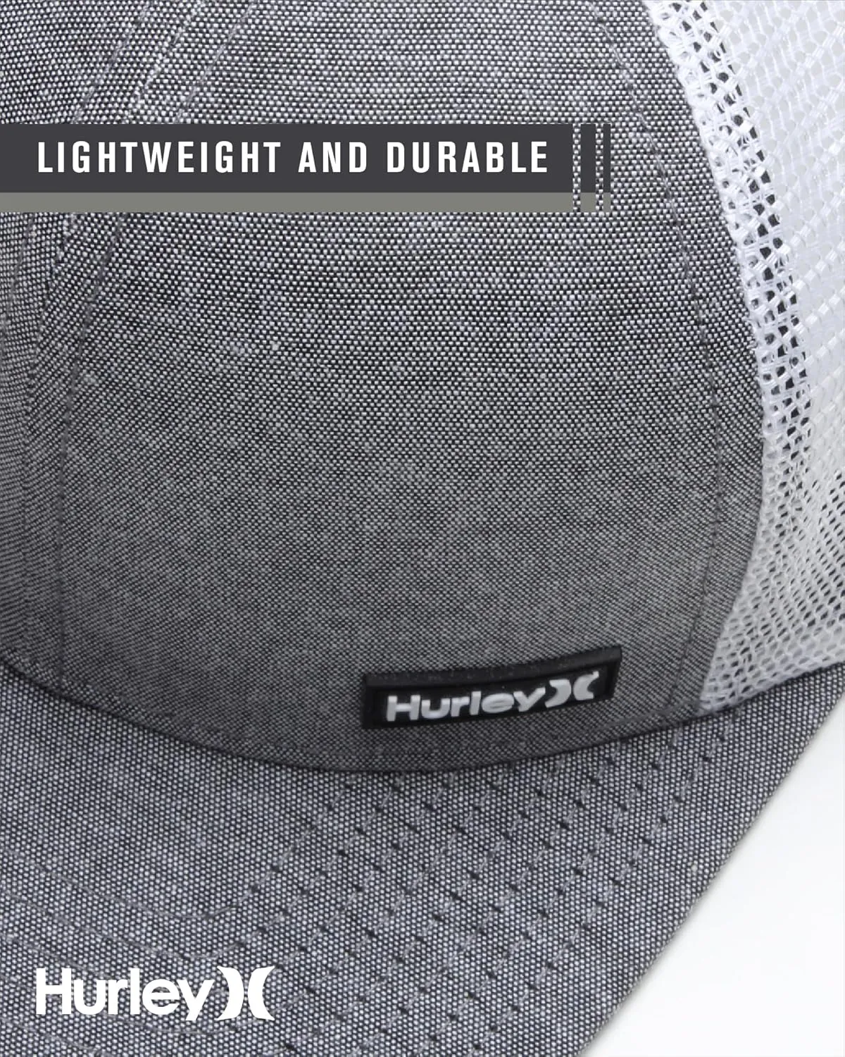 Hurley Men's Caps - Flat Brim Mesh Panel Baseball Cap Trucker Hat - Snap Back Hats for Men