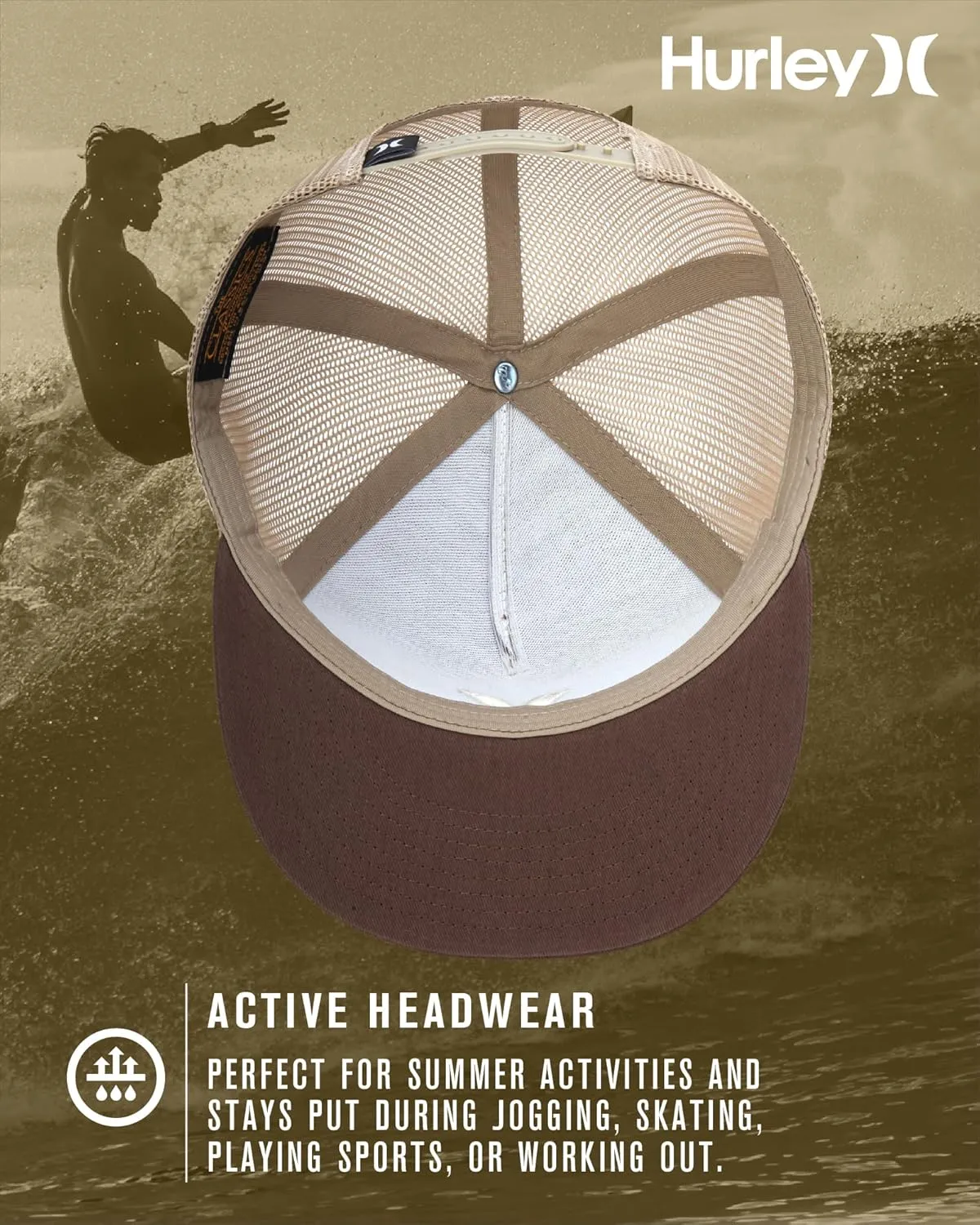 Hurley Men's Caps - Flat Brim Mesh Panel Baseball Cap Trucker Hat - Snap Back Hats for Men