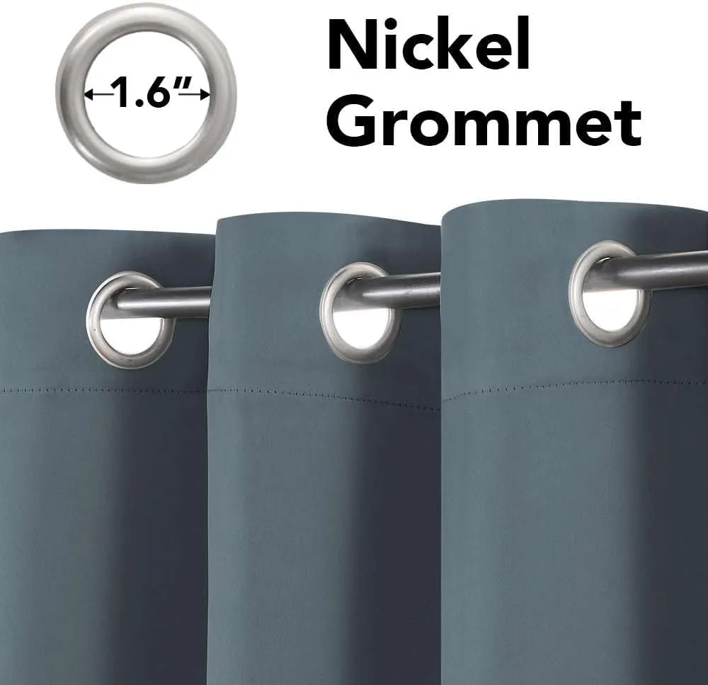 H.VERSAILTEX Stone Blue Blackout Curtains for Bedroom/Living Room 84 Inch Length 2 Panels Set - Thermal Insulated Room Darkening Grommet Top Blue Curtains(52 by 84 - Inch,Stone Blue)