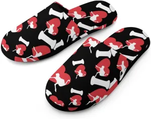 I Heart Love Ostrich Women's Washable Cotton Slippers Comfortable House Shoes Slip on House