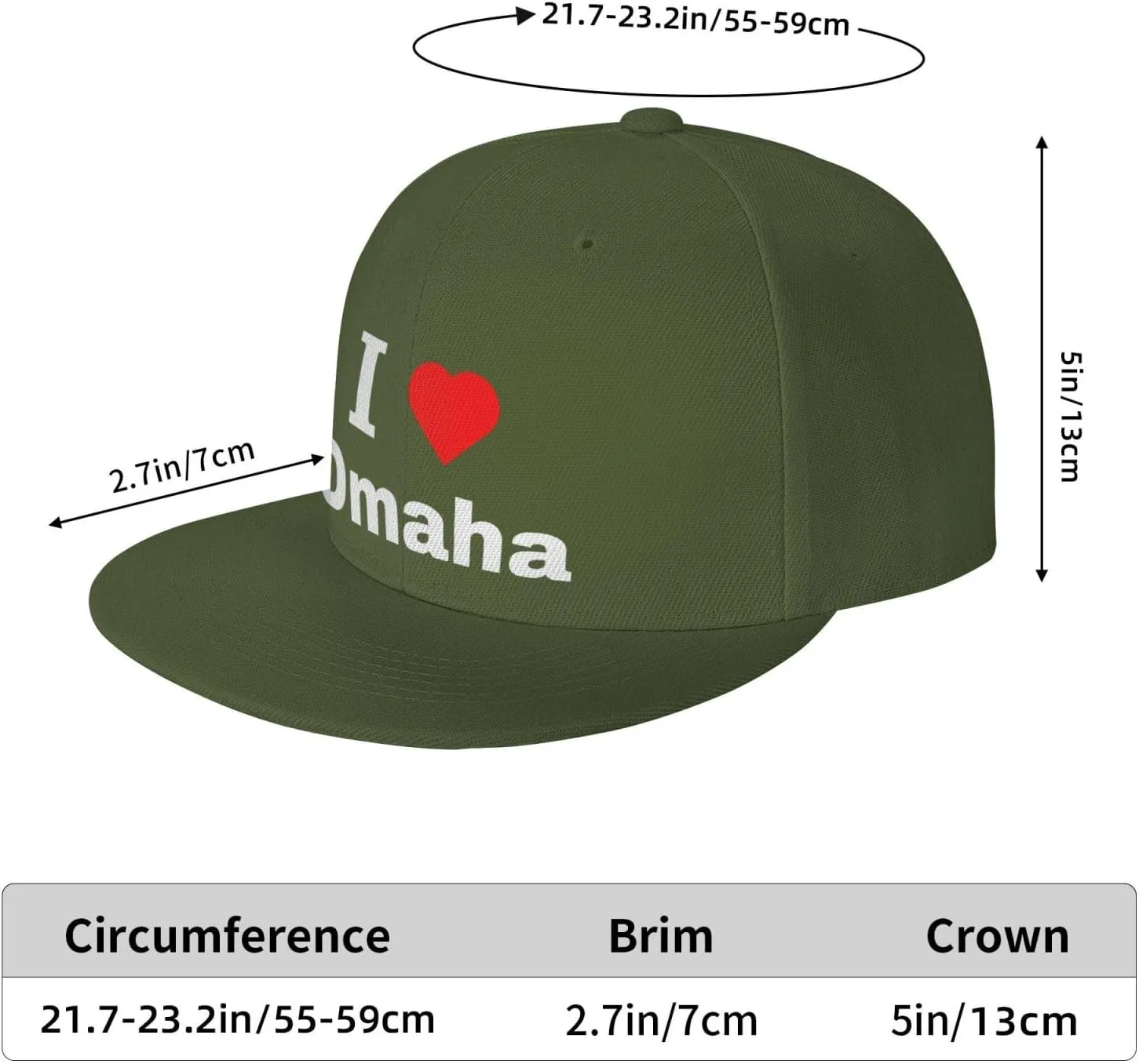 I Love Omaha Snapback Hat for Men Women Baseball Cap Adjustable Flat Bill Brim Hats