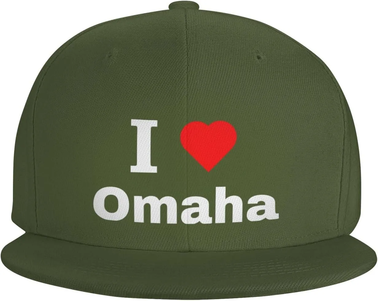 I Love Omaha Snapback Hat for Men Women Baseball Cap Adjustable Flat Bill Brim Hats