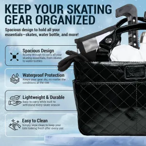 Ice Skate Bag Tote | Skate Bag Organizer with Multi-purpose Pockets | Ideal for Water Bottle, Gloves & Accessories