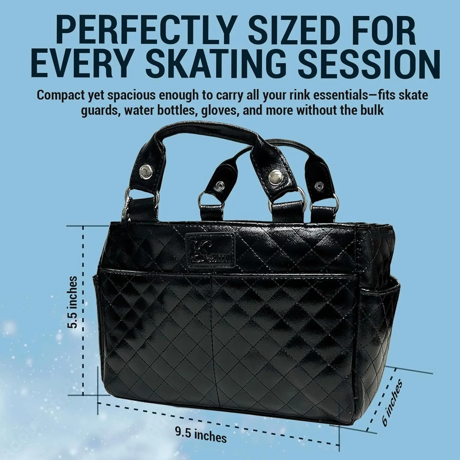 Ice Skate Bag Tote | Skate Bag Organizer with Multi-purpose Pockets | Ideal for Water Bottle, Gloves & Accessories