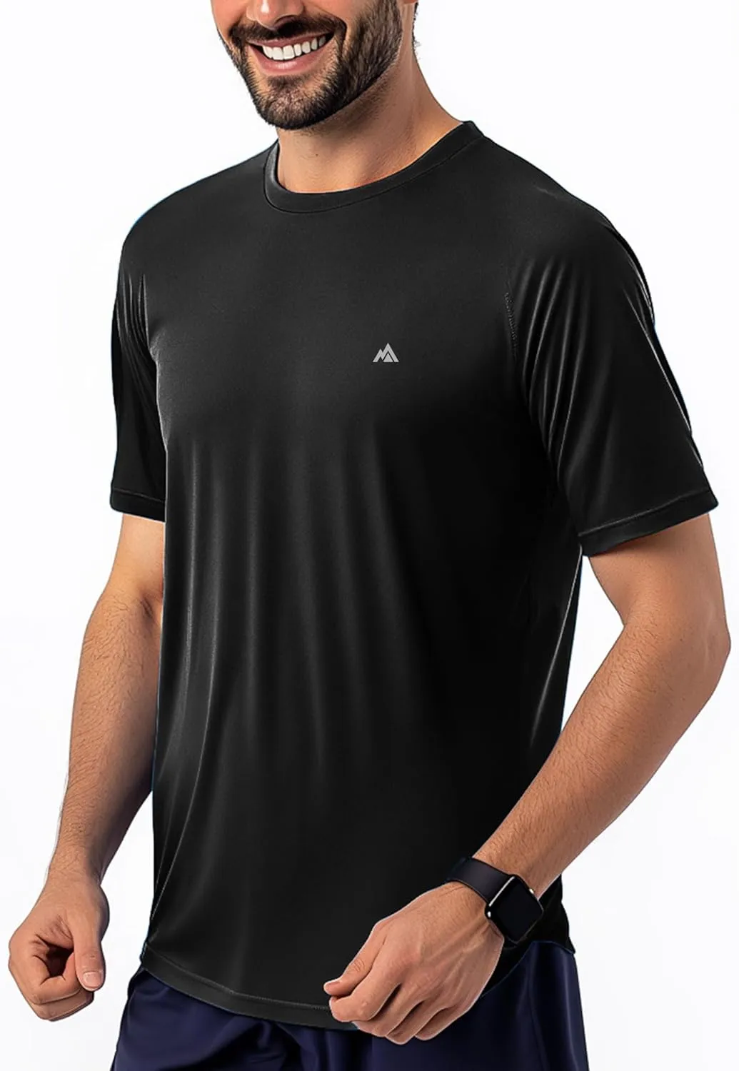 Instant Cooling Quick Dry Workout Shirt for Men Coolmax Moisture Wicking Performance Crew Neck Running Comfort