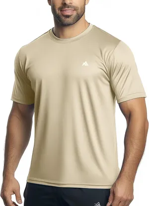 Instant Cooling Quick Dry Workout Shirt for Men Coolmax Moisture Wicking Performance Crew Neck Running Comfort