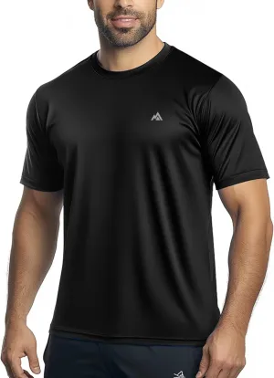 Instant Cooling Quick Dry Workout Shirt for Men Coolmax Moisture Wicking Performance Crew Neck Running Comfort