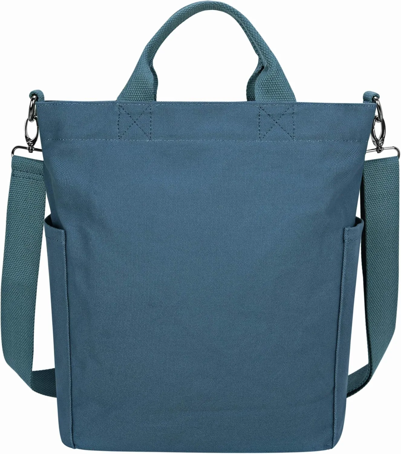 Iswee Canvas Tote Bag with Zipper Multi Pockets Tote Purse for Women Fashion Crossbody Tote Shoulder Bag Handbag Everyday Bag