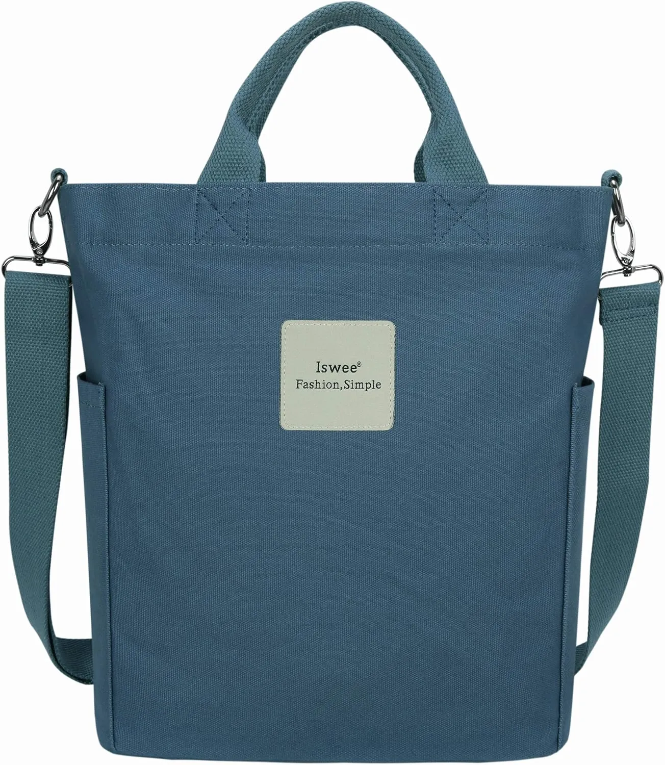 Iswee Canvas Tote Bag with Zipper Multi Pockets Tote Purse for Women Fashion Crossbody Tote Shoulder Bag Handbag Everyday Bag