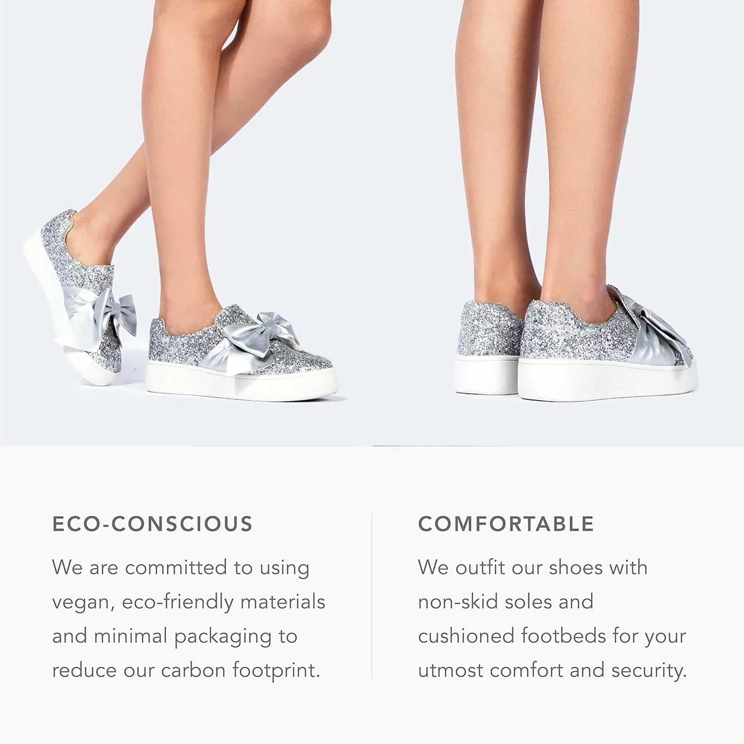 J. Adams Wally Platform Sneakers for Women - Comfortable Slip On Shoes with Bow