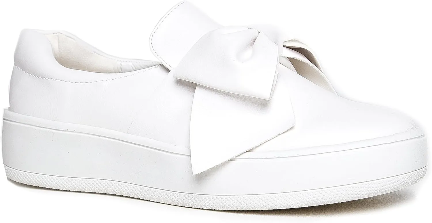 J. Adams Wally Platform Sneakers for Women - Comfortable Slip On Shoes with Bow