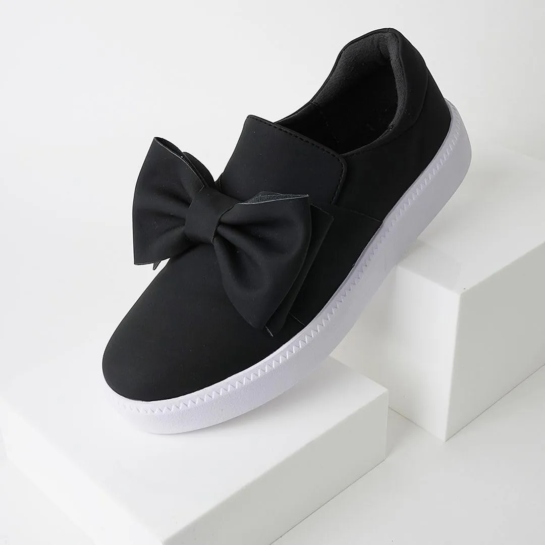 J. Adams Wally Platform Sneakers for Women - Comfortable Slip On Shoes with Bow