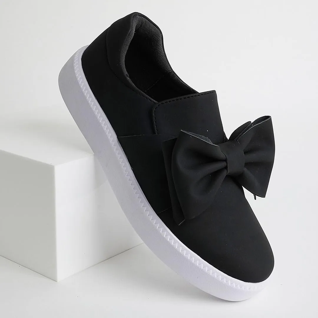 J. Adams Wally Platform Sneakers for Women - Comfortable Slip On Shoes with Bow
