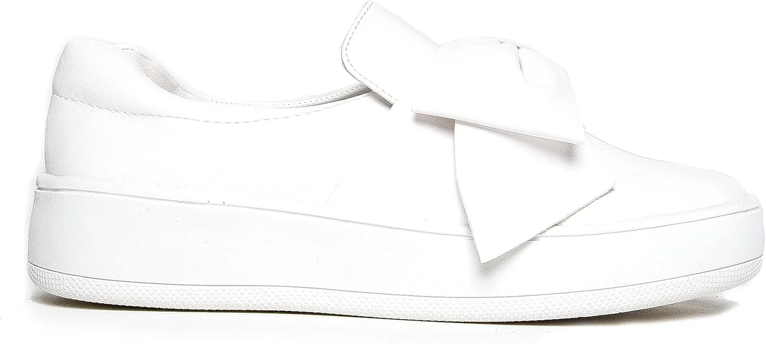 J. Adams Wally Platform Sneakers for Women - Comfortable Slip On Shoes with Bow