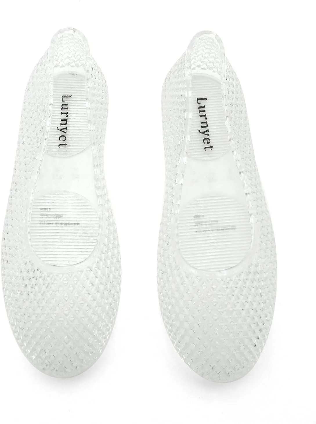 Jelly Mesh Ballet Flats for Women Clear Hollow Jellies Flat Sandals Round Toe Slip On Beach Flat Shoes