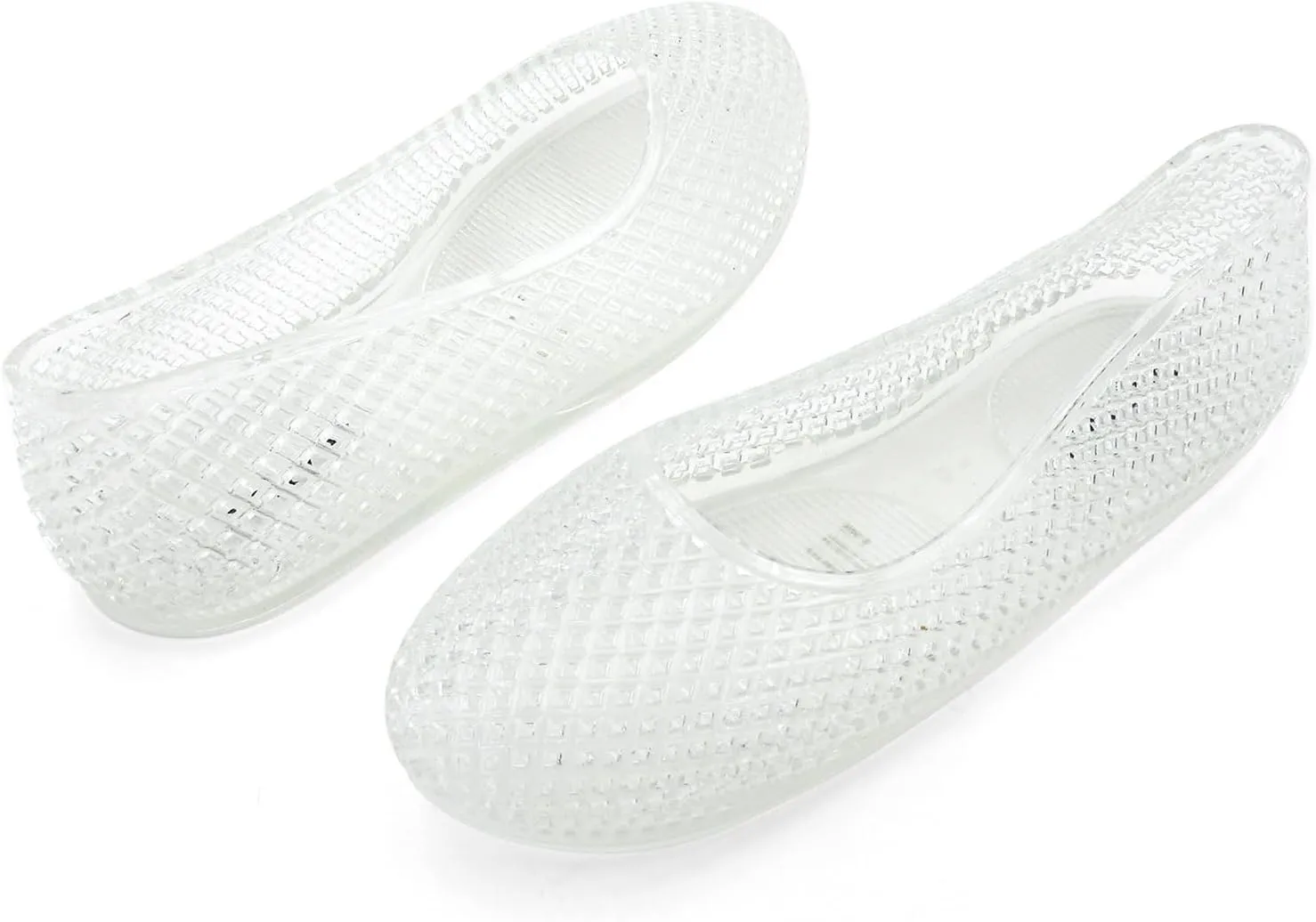 Jelly Mesh Ballet Flats for Women Clear Hollow Jellies Flat Sandals Round Toe Slip On Beach Flat Shoes