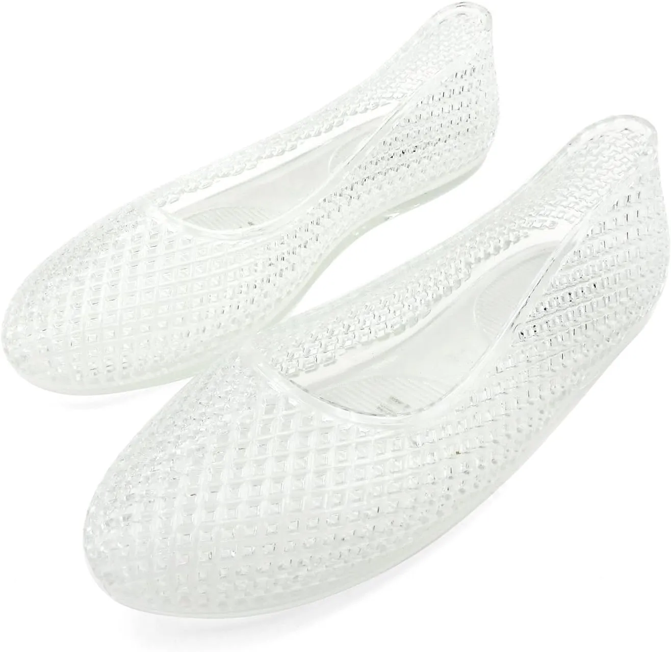 Jelly Mesh Ballet Flats for Women Clear Hollow Jellies Flat Sandals Round Toe Slip On Beach Flat Shoes