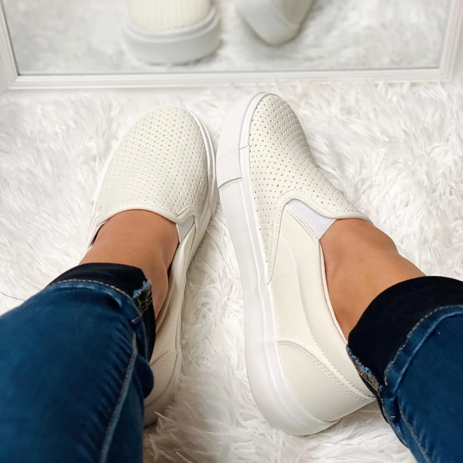 JENN ARDOR Womens Slip On Shoes Fashion Sneakers Comfortable Walking Flats Casual Shoes