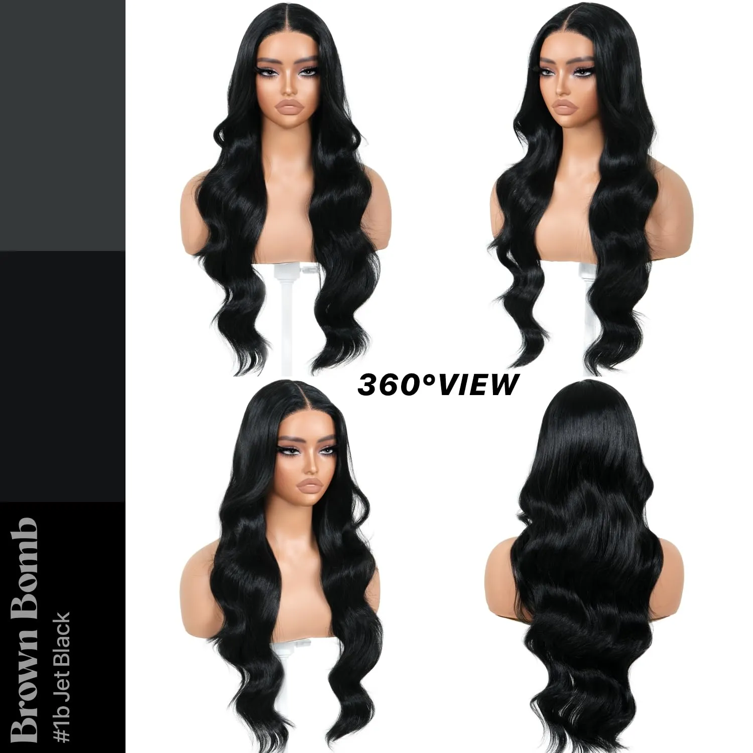 Jet Black Synthetic Lace Front Wigs Body Wave Glueless Wigs For Women Pre Plucked With Baby Hair 13x5x1 Middle Part HD Lace Wigs For Woman 26 inch 1B
