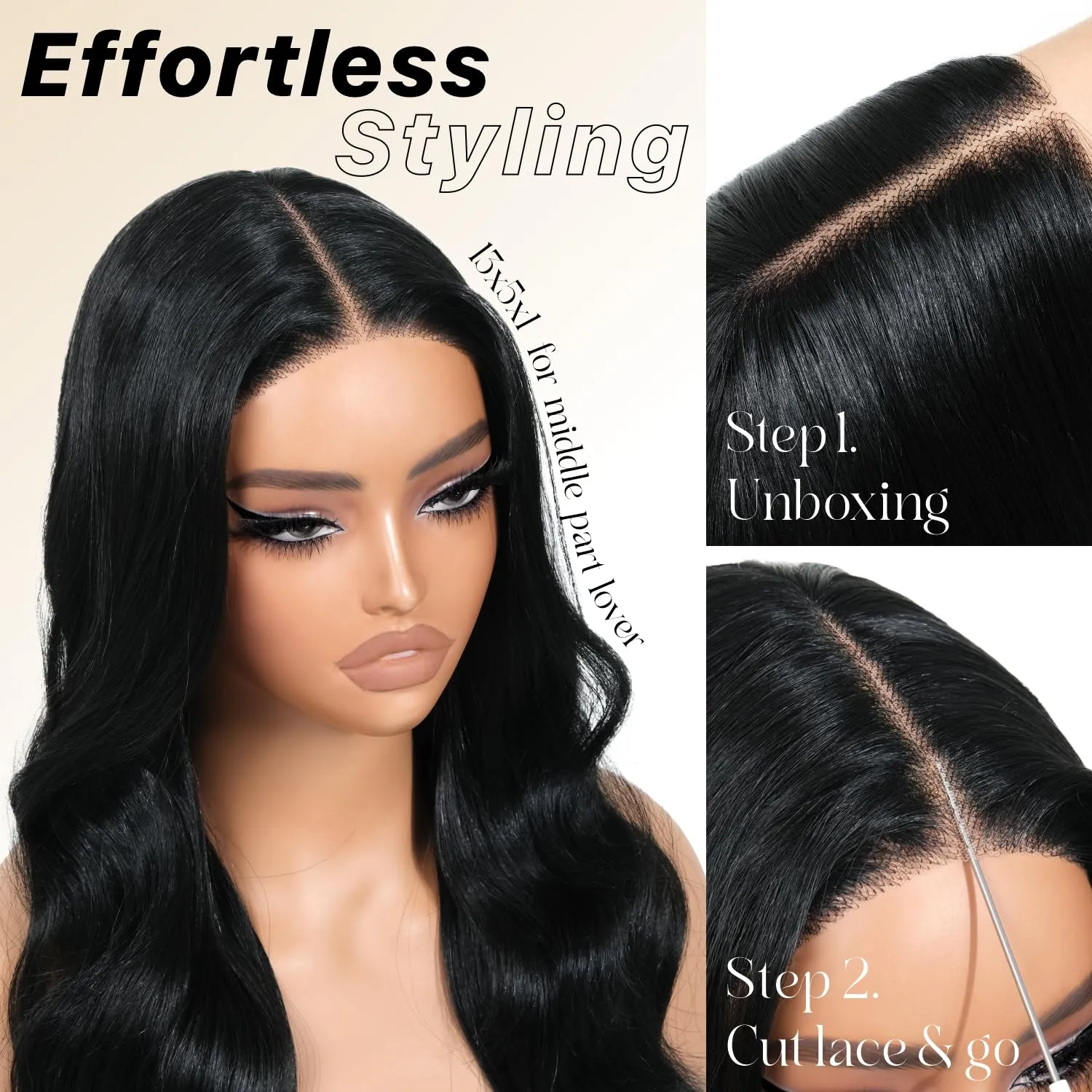 Jet Black Synthetic Lace Front Wigs Body Wave Glueless Wigs For Women Pre Plucked With Baby Hair 13x5x1 Middle Part HD Lace Wigs For Woman 26 inch 1B