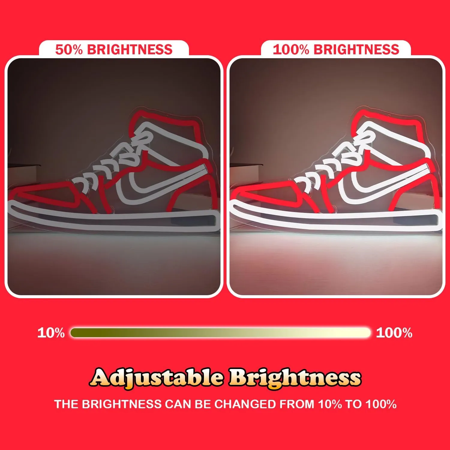 JianJung Sneaker Neon Signs for Wall Decor Dimmable Shoe LED Signs Neon Lights for Bedroom Man Cave Home Neon Wall Sign Shoe Light up Signs Decor