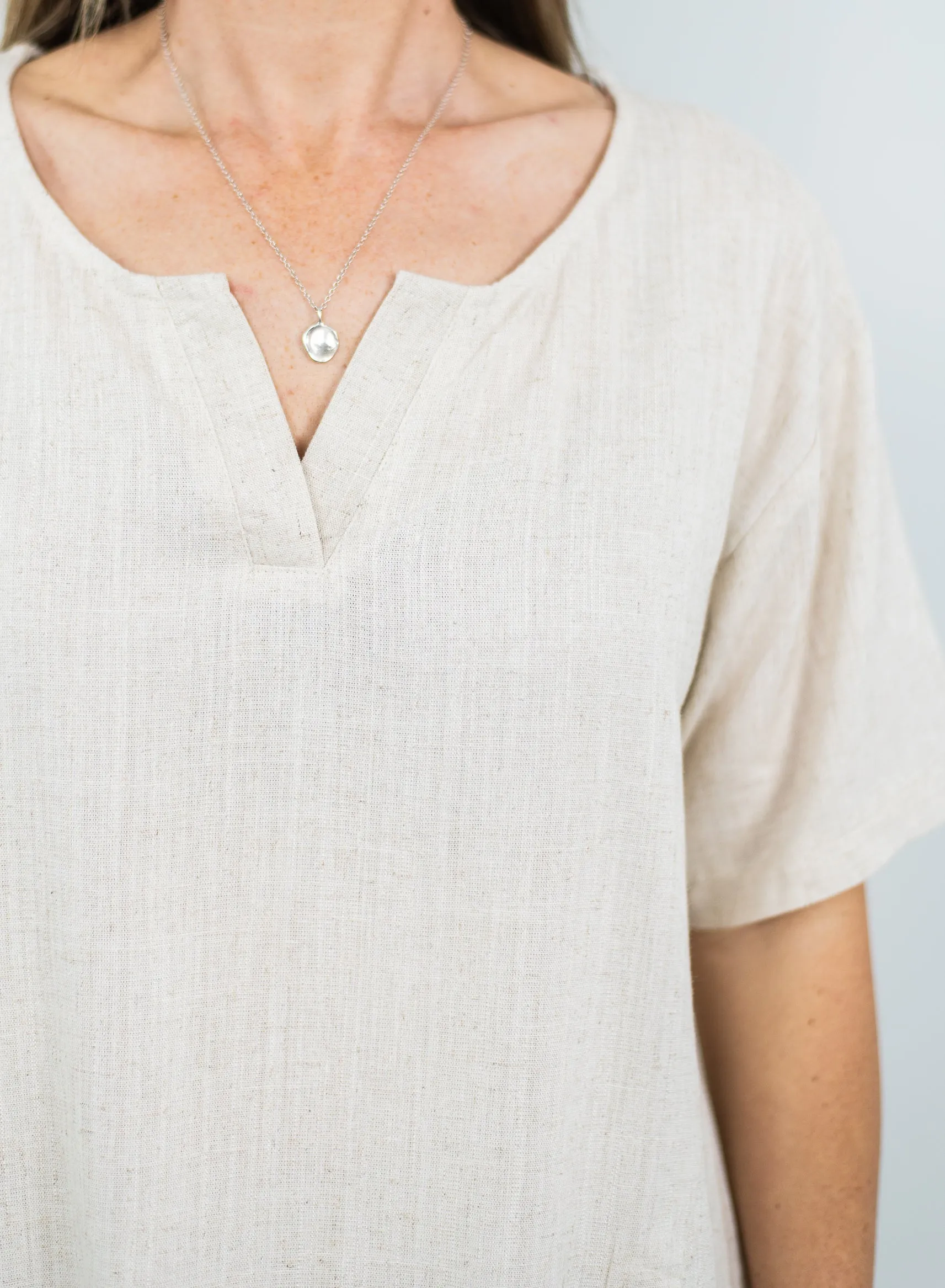 Jolie Saule Button Detail Shift Blouse Natural Beige 8