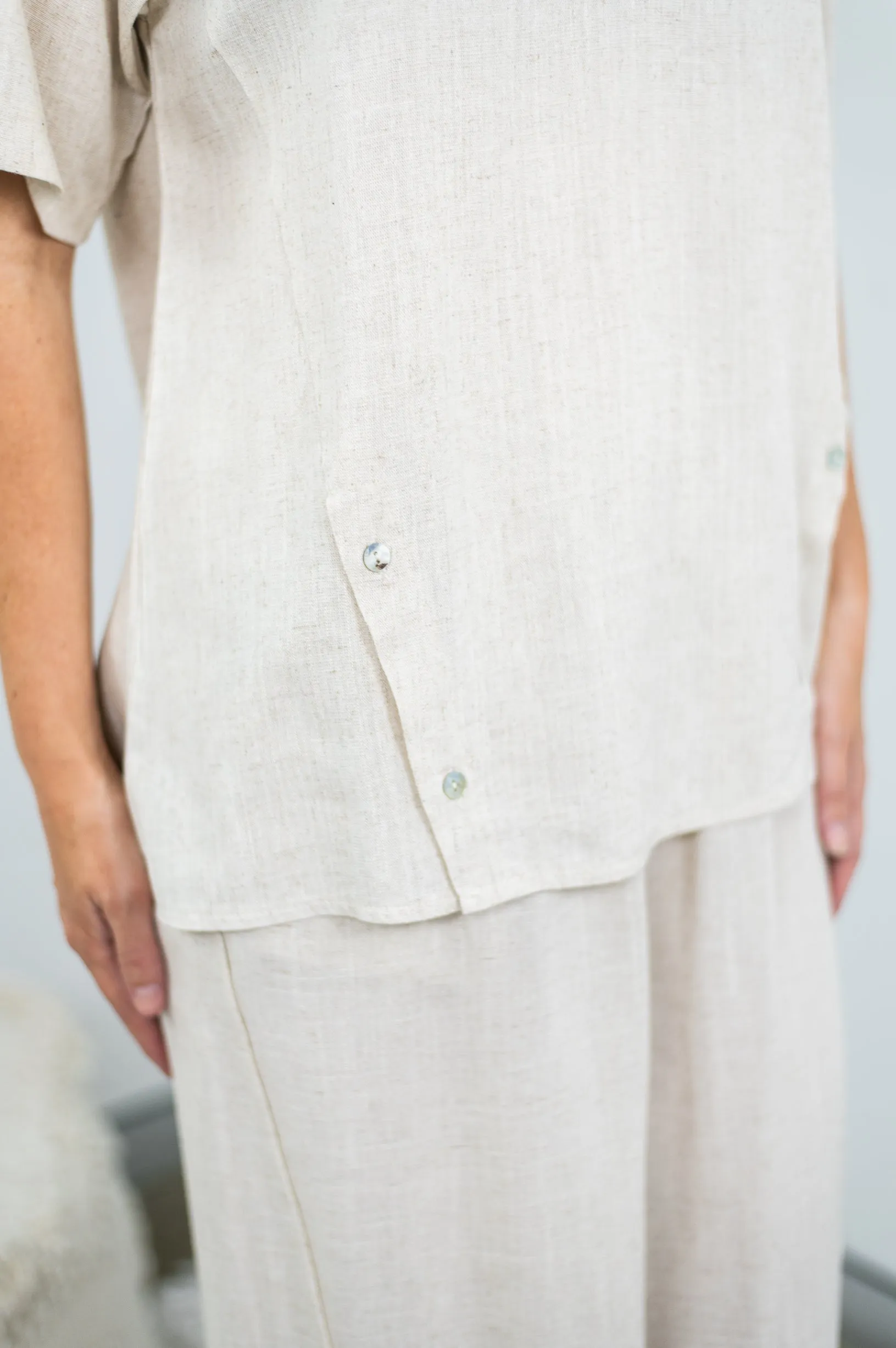 Jolie Saule Button Detail Shift Blouse Natural Beige 8