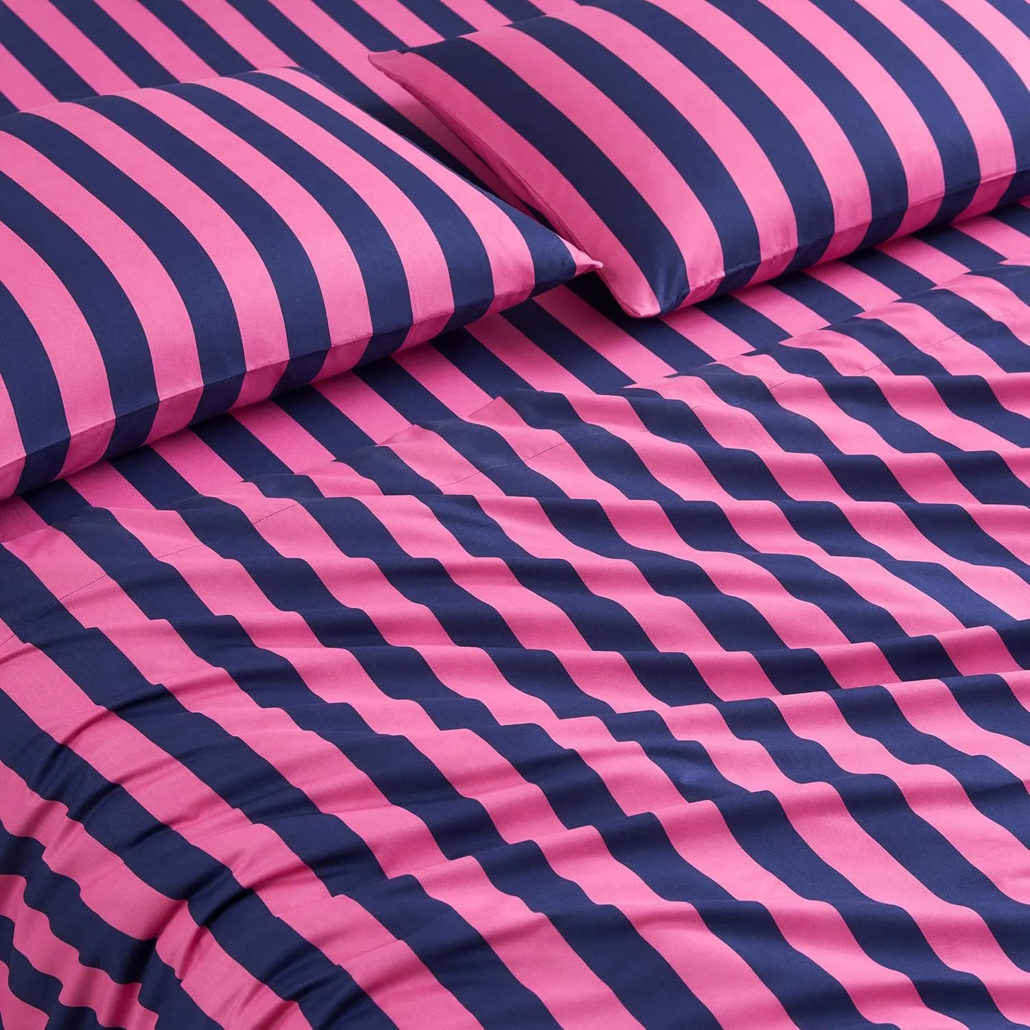 Juicy Couture Rose Logo Queen Comforter Set, Navy/Pink – 8-Piece Complete Bed in a Bag