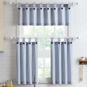 July Joy Short Curtains 36 Inches Long for Kitchen Window Tab Top of 3 Pieces Cafe Curtains for Smart Half Window 56" x 36", Navy