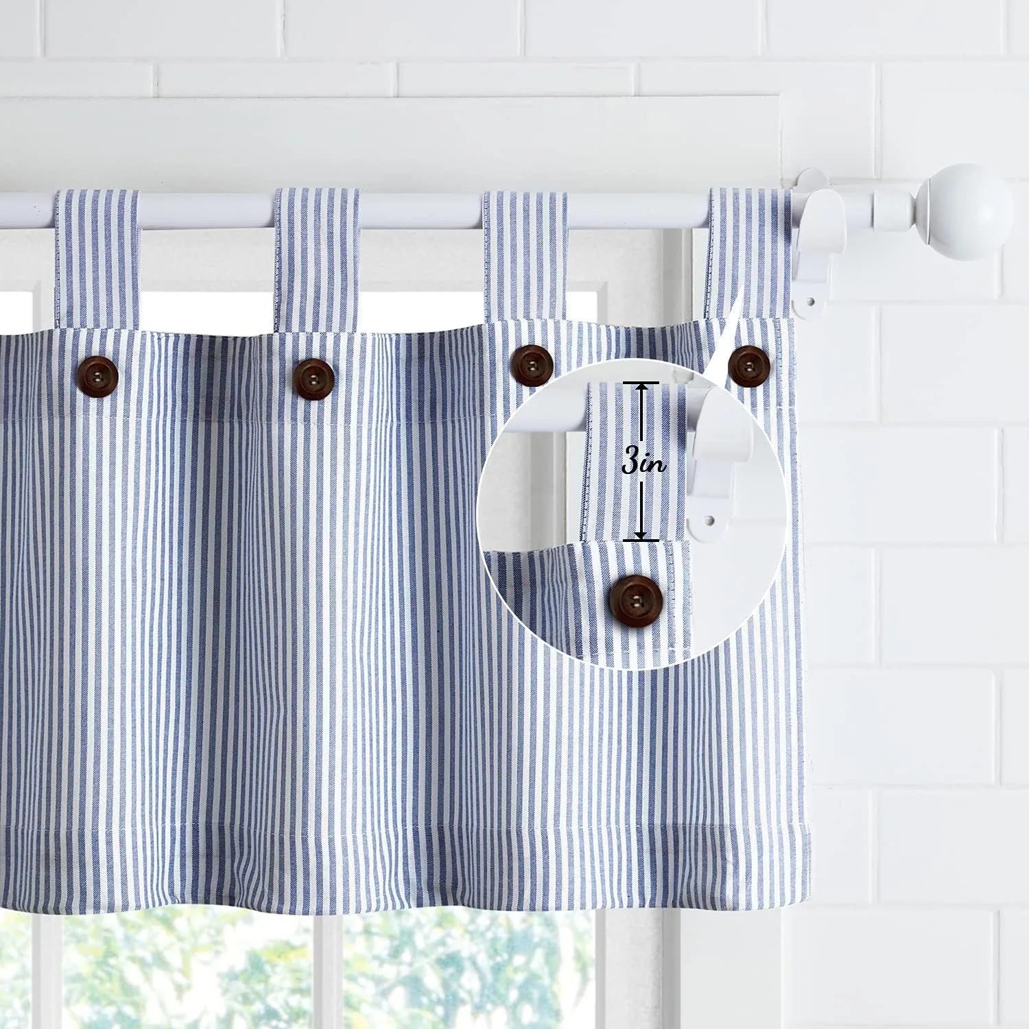 July Joy Short Curtains 36 Inches Long for Kitchen Window Tab Top of 3 Pieces Cafe Curtains for Smart Half Window 56" x 36", Navy