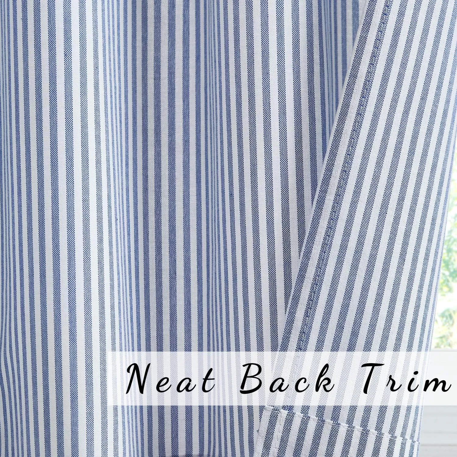 July Joy Short Curtains 36 Inches Long for Kitchen Window Tab Top of 3 Pieces Cafe Curtains for Smart Half Window 56" x 36", Navy