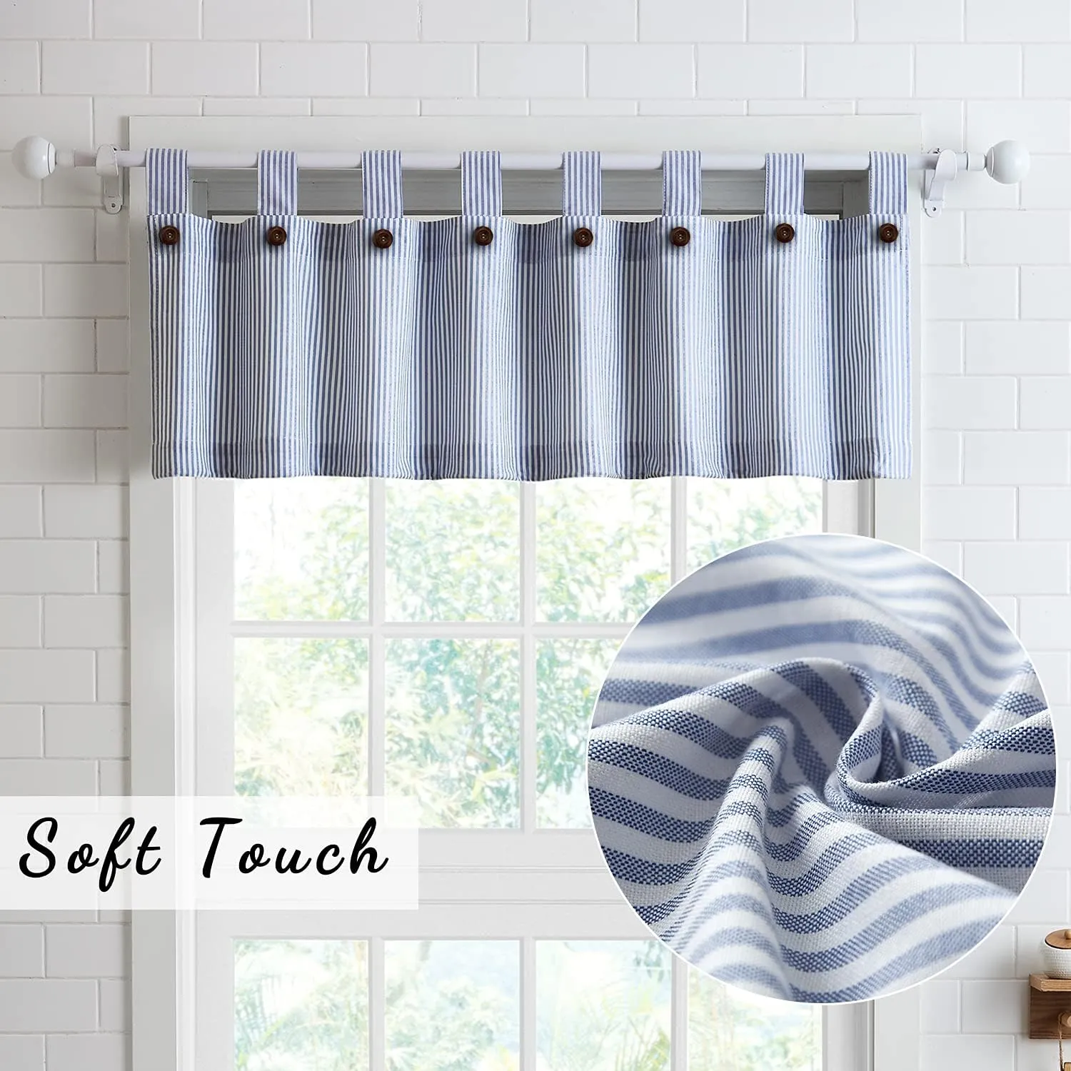 July Joy Short Curtains 36 Inches Long for Kitchen Window Tab Top of 3 Pieces Cafe Curtains for Smart Half Window 56" x 36", Navy
