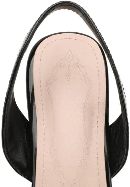 KAGAA Patent Leather Sheepskin Pointed Toe Slip-on Sandals, Alien Heels mid Heel Comfortable Casual Women Pumps s20s51