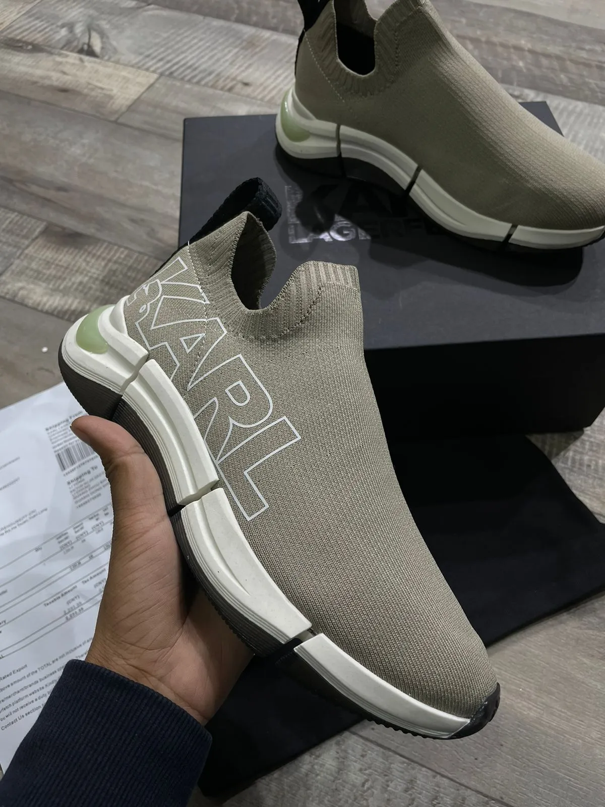 KARL LAGERFELD || Mens  Quadro Karl Logo Sock Trainer Sneaker