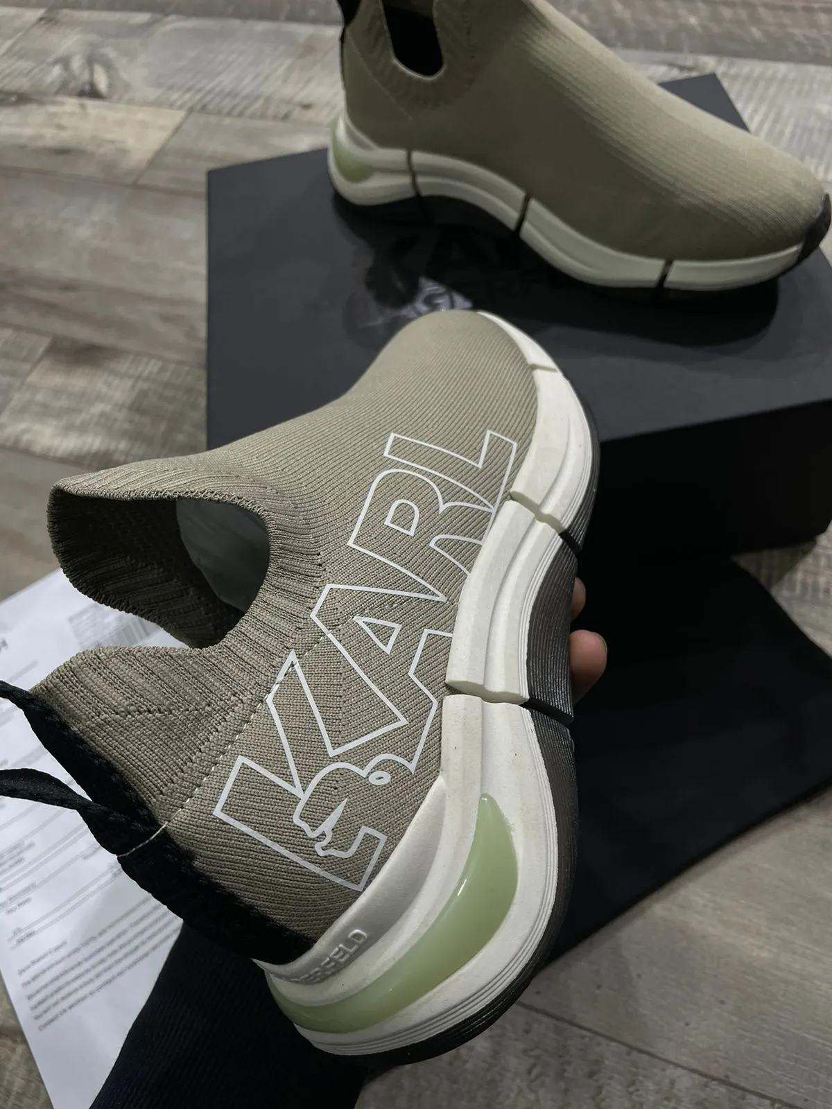 KARL LAGERFELD || Mens  Quadro Karl Logo Sock Trainer Sneaker