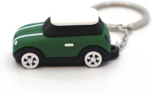 Keychain with MINI Silicone Model, 3D OM, Stylish Cute Adorable, Silver Chain (Green)
