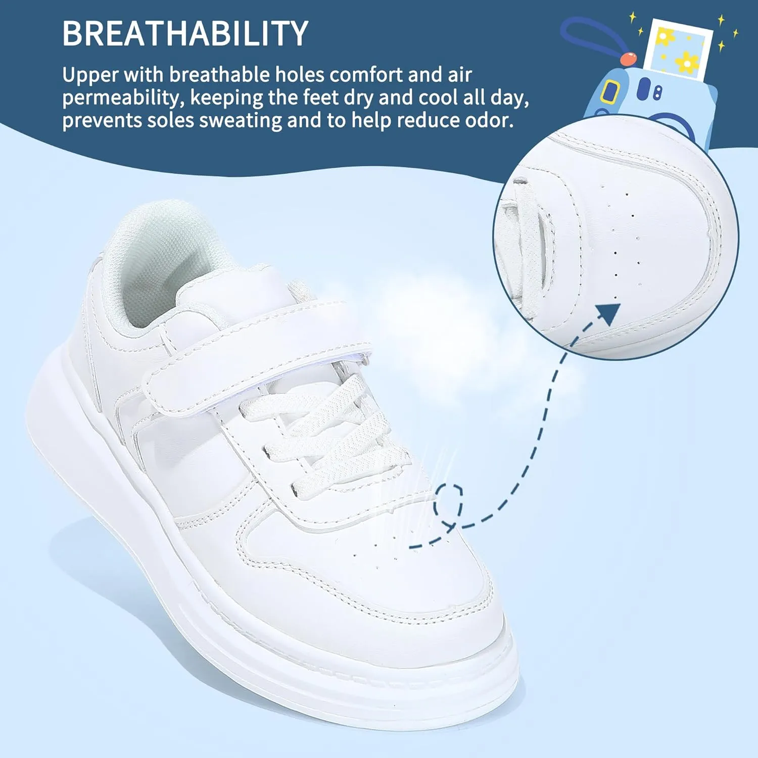 Kids Boys Girls Sneakers Hook & Loop Tennis Breathable Lightweight Toddler Shoes for Sport Outdoor Walking (Size 10-5)