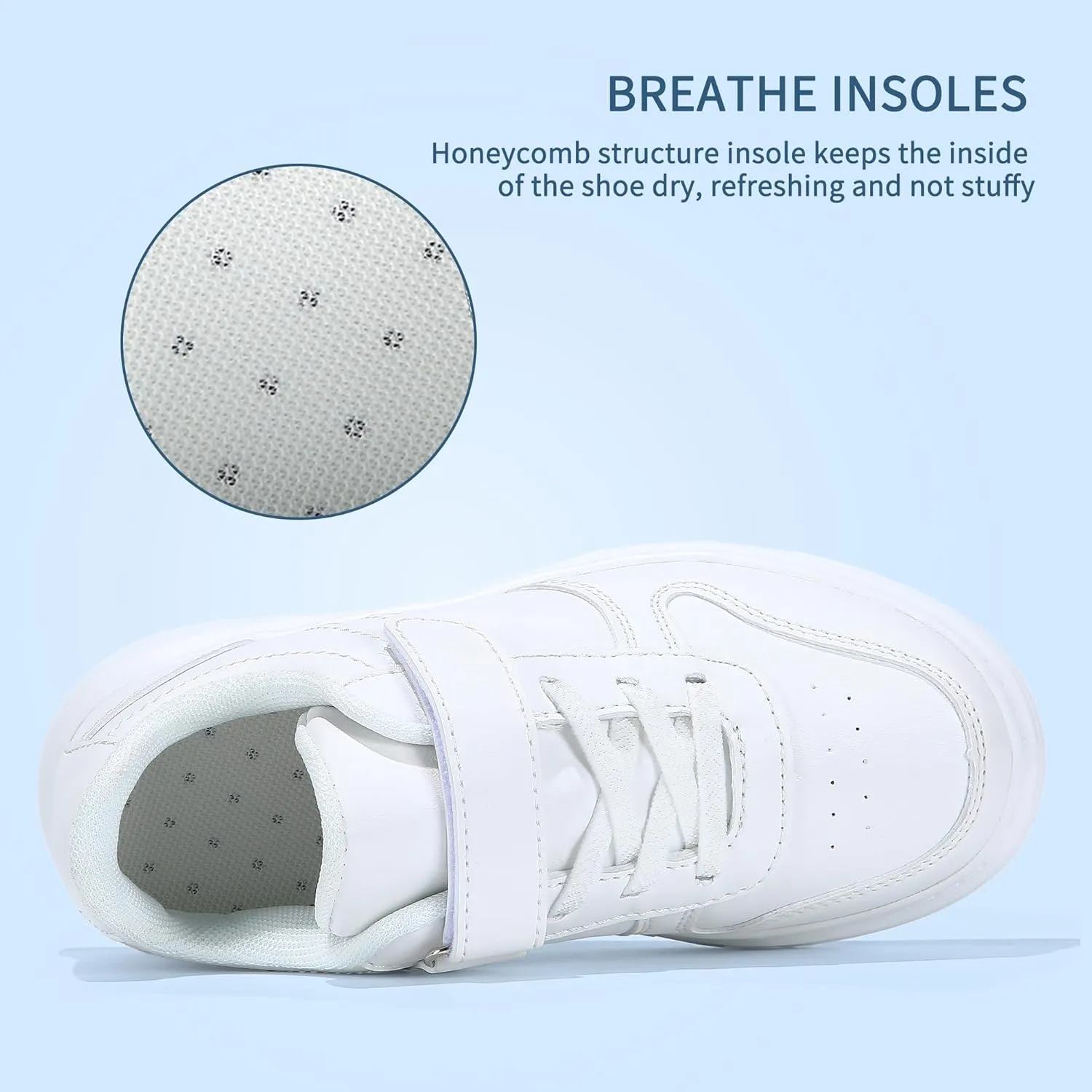 Kids Boys Girls Sneakers Hook & Loop Tennis Breathable Lightweight Toddler Shoes for Sport Outdoor Walking (Size 10-5)