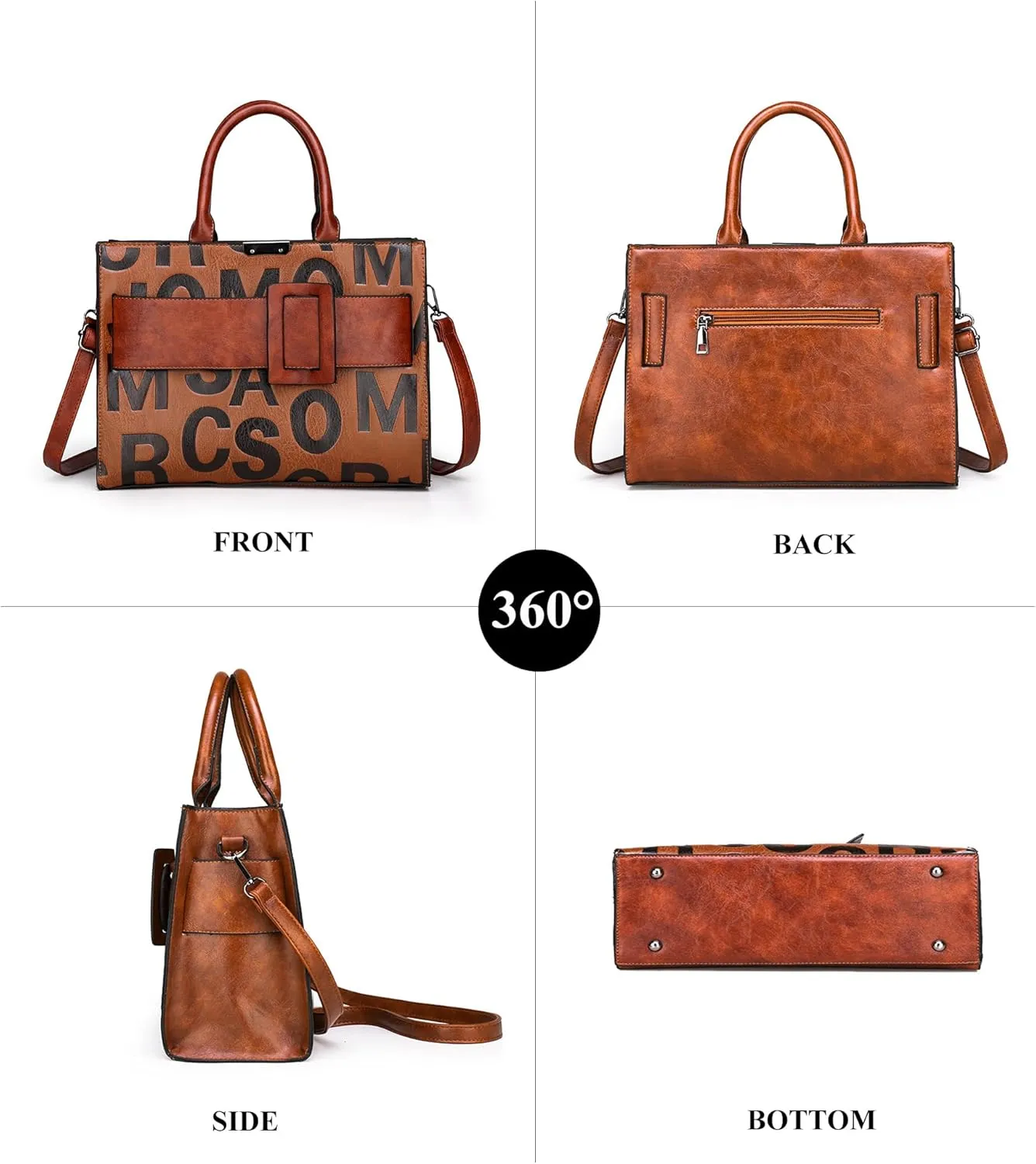 KingTo Women's Crocodile Pattern Satchel Handbags Stylish Tote Handbags crocodile purses for women 3 Pcs Set