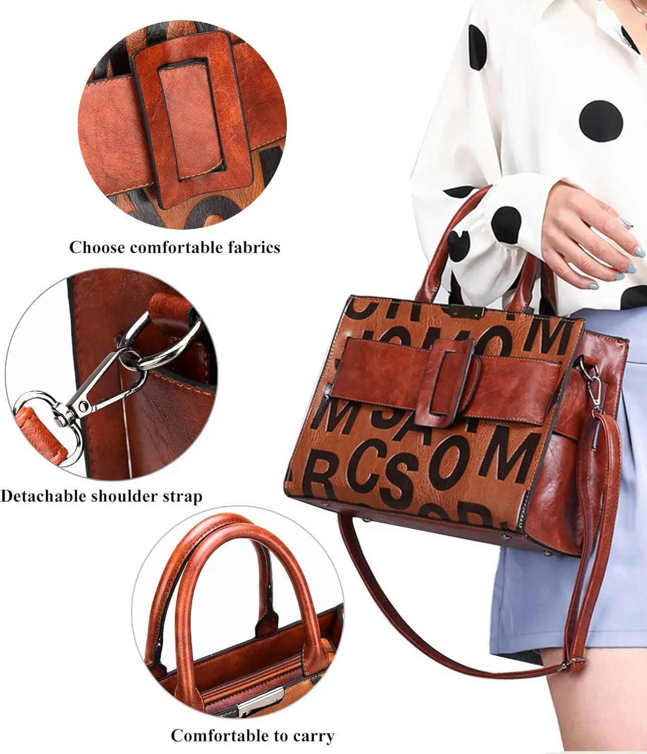 KingTo Women's Crocodile Pattern Satchel Handbags Stylish Tote Handbags crocodile purses for women 3 Pcs Set