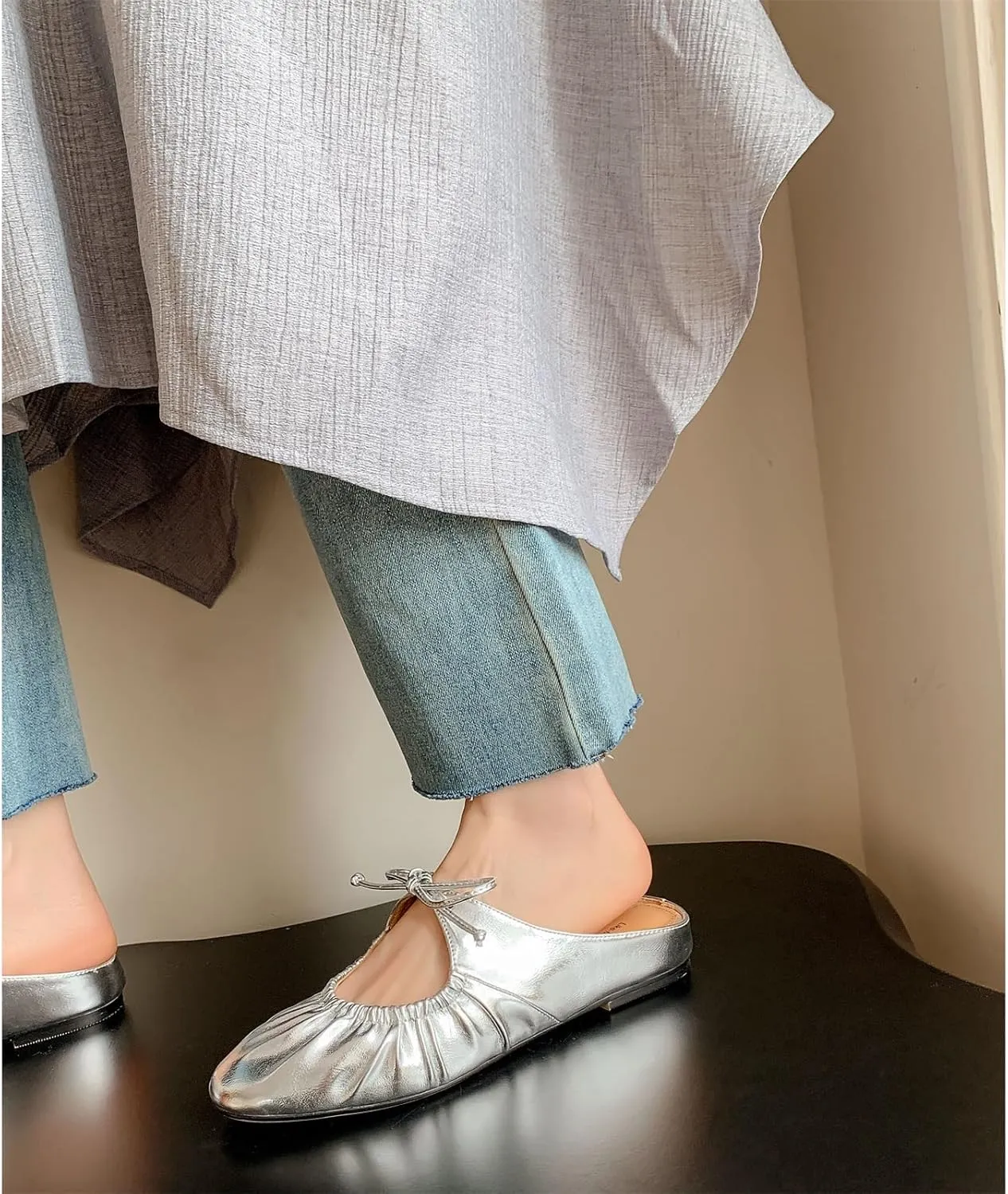 Kluolandi Womens Flat Mules and Slides Backless Slip on Loafers Shoes Comfortable Slippers Mules for Women