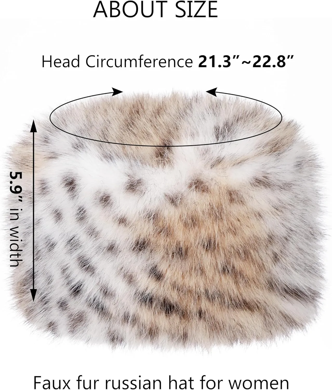 LA CARRIE Women's Faux Fur Hat for Winter with Stretch Cossack Russian Style White Warm Cap